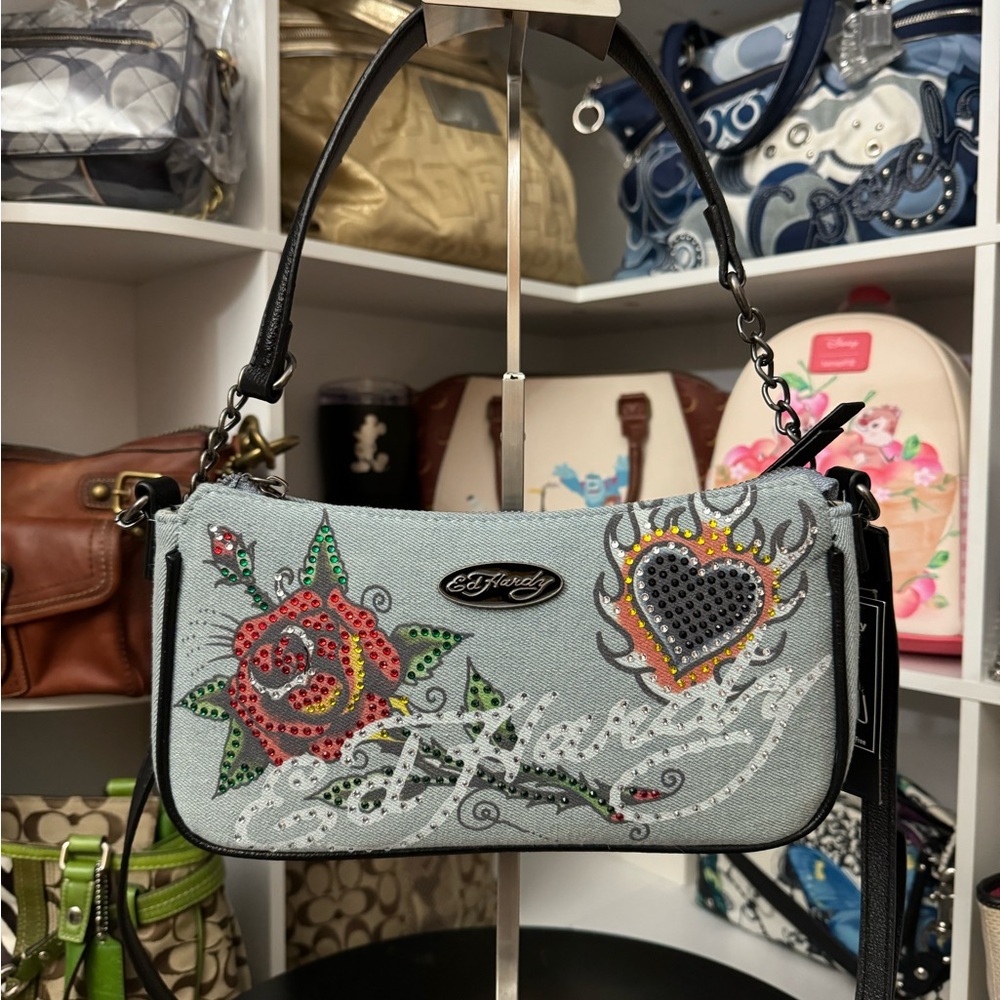 Ed Hardy Denim Shoulder Bag - Picture 1 of 3